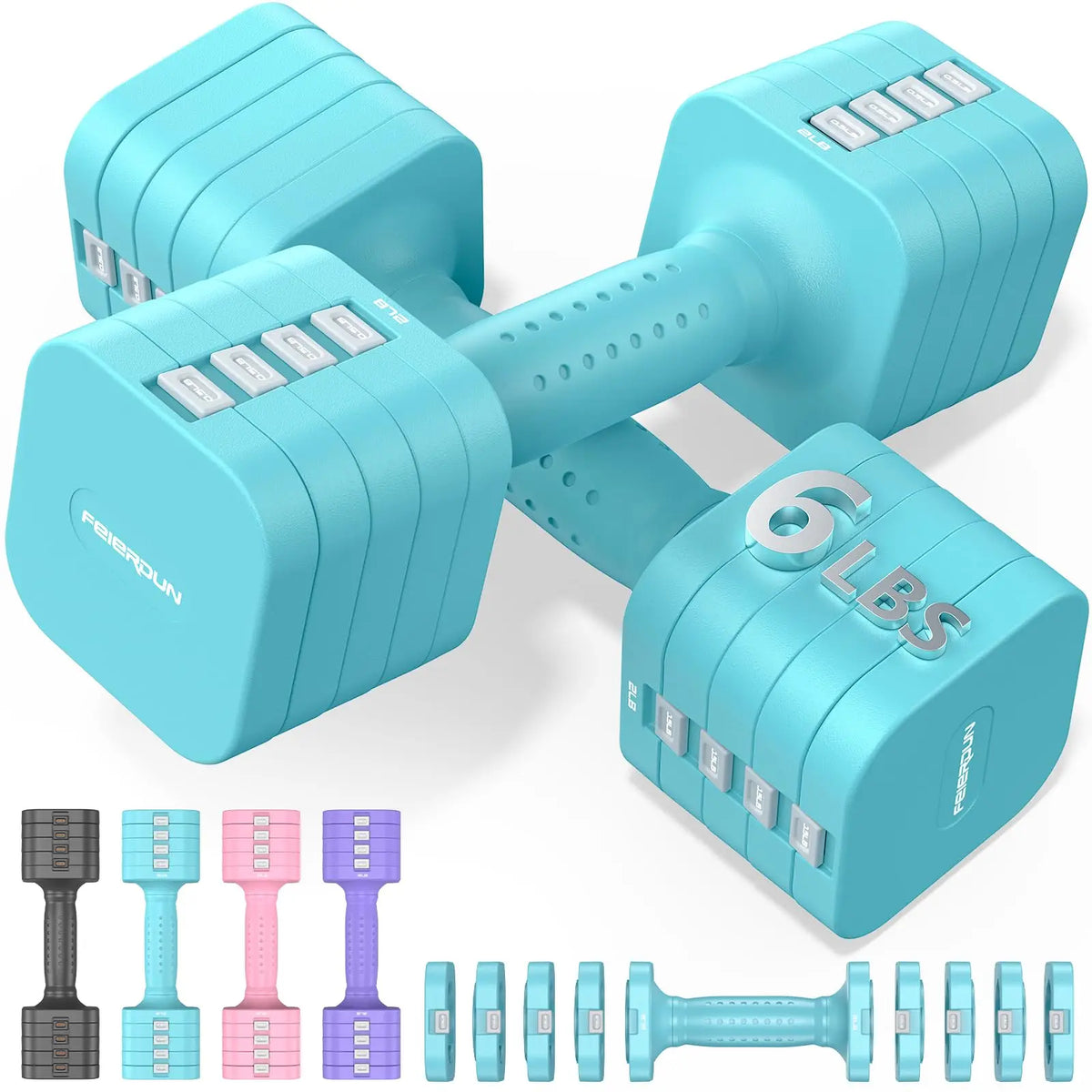 5-in-1 Adjustable Dumbbell Set of 2, 12LBS/20LBS Hand Weights for Women, Men, 1s-Adjust Dual-Stable Set for Home