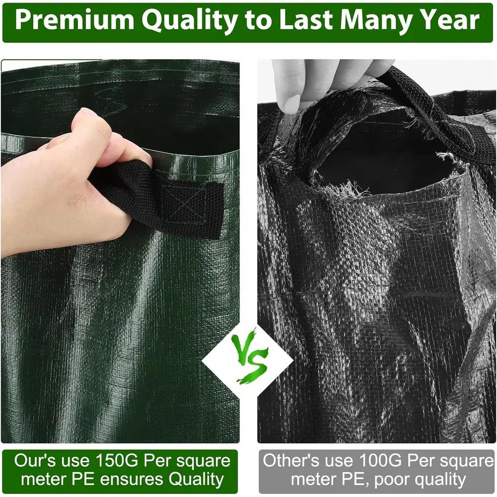 4-Pack 10 Gallon Grow Bags with Handles for Planting Potatoes, Onions, Fruits, and Vegetables - Green