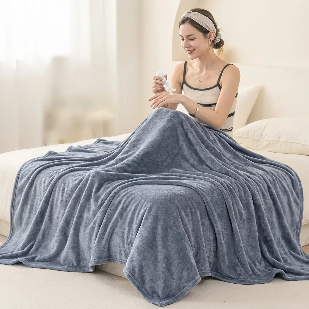 Solid Flannel Multifunctional Throw Blanket – Ultra Soft Skin-Friendly, Warm & Cozy, Perfect for Living Room, Pets, Bedroom, Office, All Season, Machine Washable
