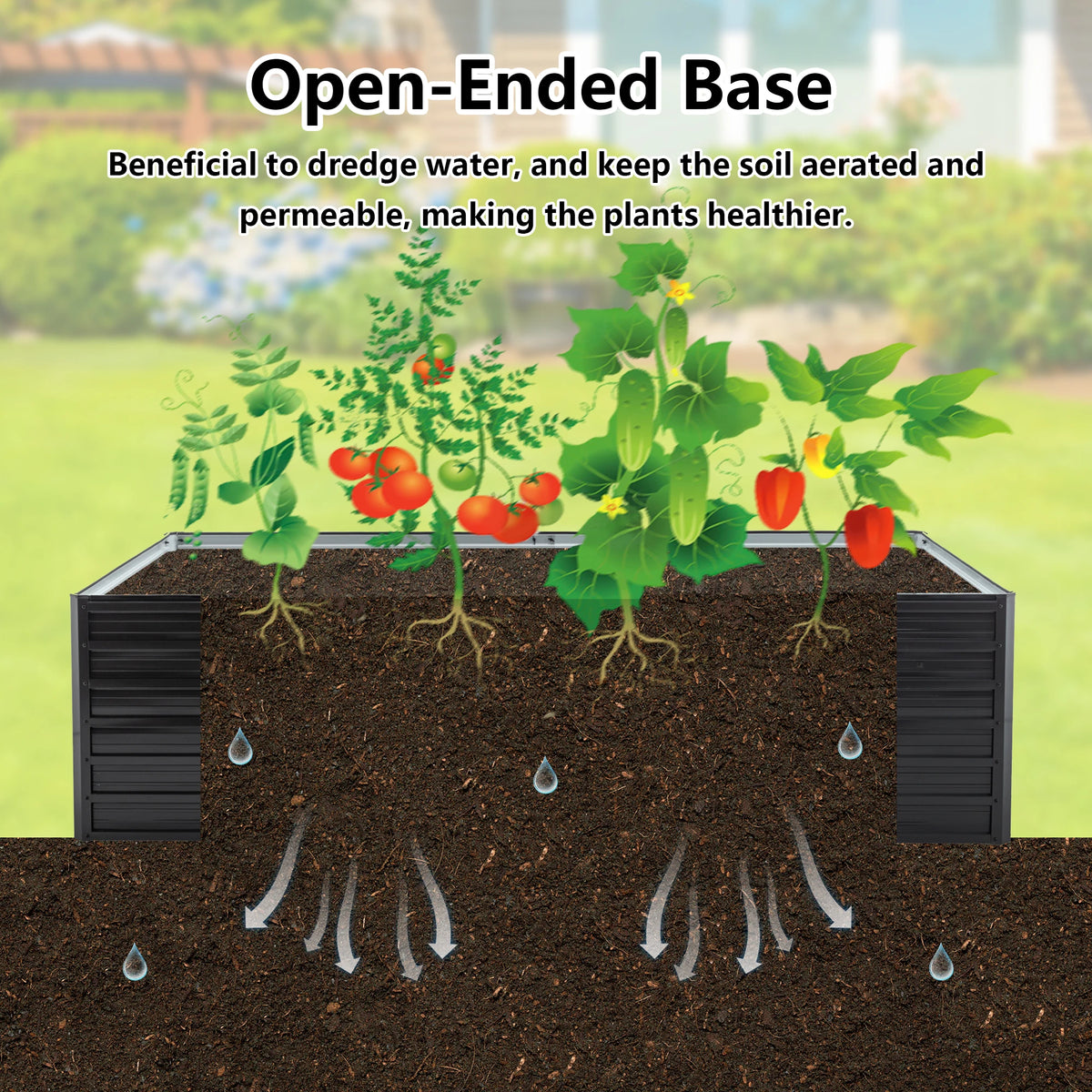 Garden Bed 2 Pack 8x4x2 ft Sturdy Heavy Duty Galvanized Metal Planter Box Set Outdoor Vegetable Flower Herbs Fruits Black