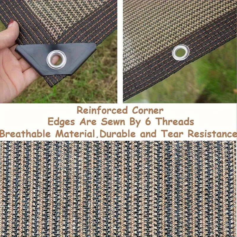 Plant Sunshade Nets, Outdoor Sunshade Nets, High-Density Polyethylene Mesh with Copper Grommets, Uv-Resistant, Breathable and Light-Blocking