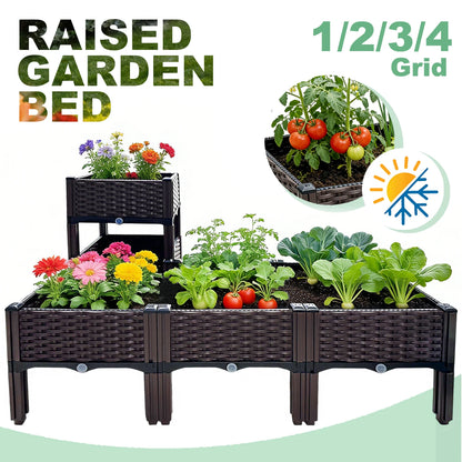 4/3/2/1-Compartment Box for Home Balcony Planting, Flowerbed Nursery, Vegetable Planting Box, Enlarged and Thickened W/ Drainage