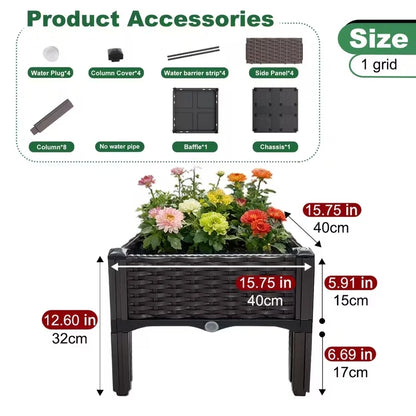 4/3/2/1-Compartment Box for Home Balcony Planting, Flowerbed Nursery, Vegetable Planting Box, Enlarged and Thickened W/ Drainage