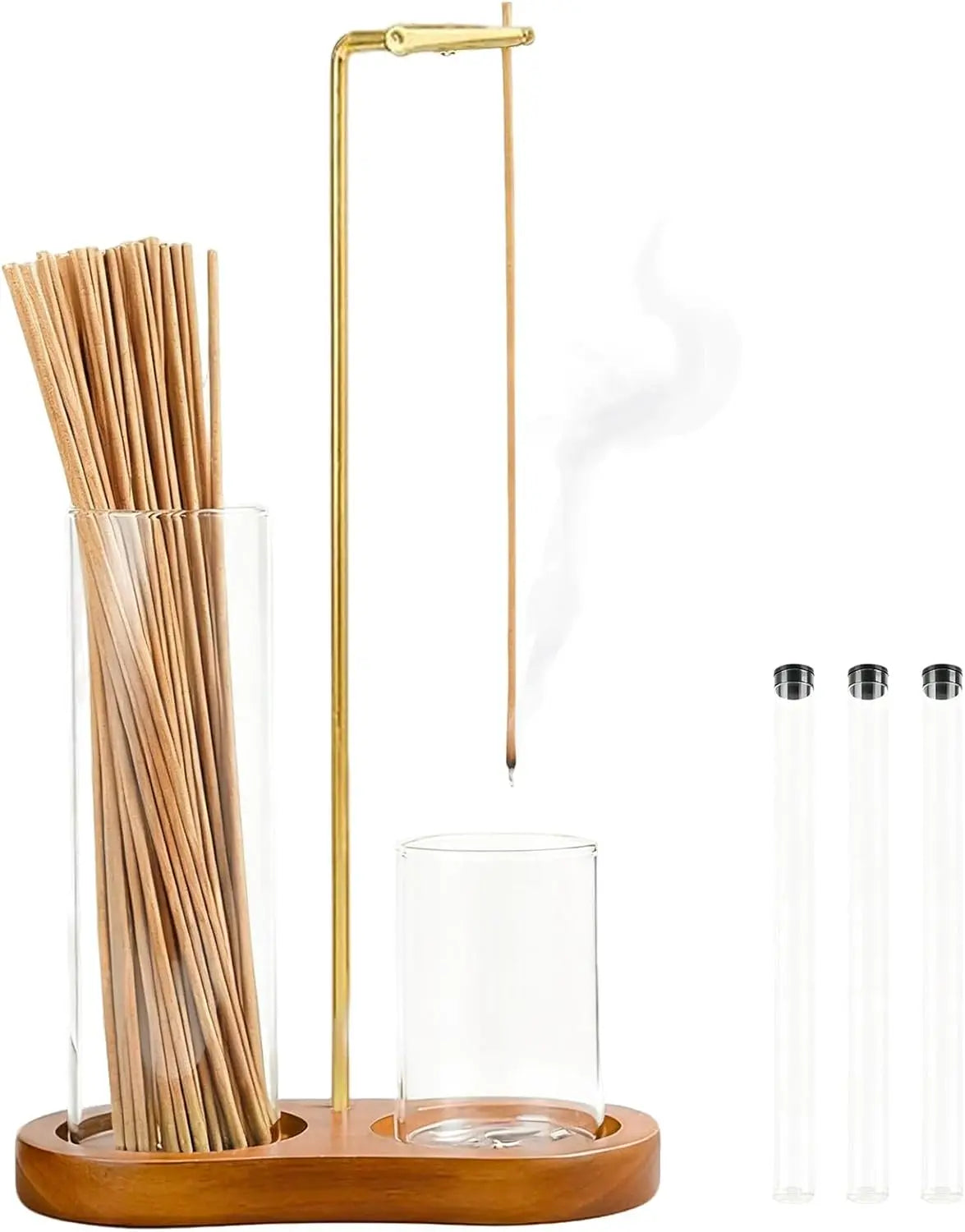 2 in 1 Incense Holder for Sticks, Anti-Ash Flying Incense Burne with Glass Ash Catcher and Incense Sticks Organizer for Meditation Yoga Spa Home Decor
