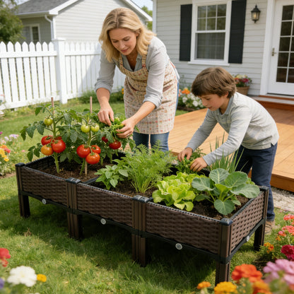 4/3/2/1-Compartment Box for Home Balcony Planting, Flowerbed Nursery, Vegetable Planting Box, Enlarged and Thickened W/ Drainage