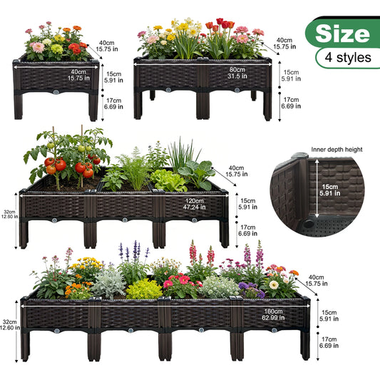 4/3/2/1-Compartment Box for Home Balcony Planting, Flowerbed Nursery, Vegetable Planting Box, Enlarged and Thickened W/ Drainage