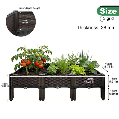 4/3/2/1-Compartment Box for Home Balcony Planting, Flowerbed Nursery, Vegetable Planting Box, Enlarged and Thickened W/ Drainage