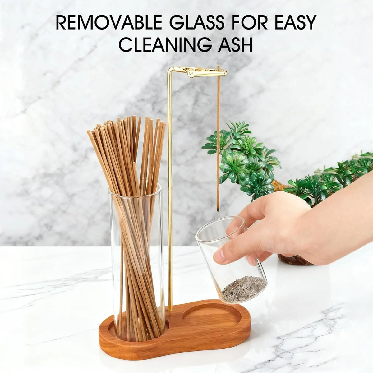 2 in 1 Incense Holder for Sticks, Anti-Ash Flying Incense Burne with Glass Ash Catcher and Incense Sticks Organizer for Meditation Yoga Spa Home Decor