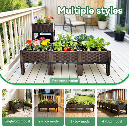 4/3/2/1-Compartment Box for Home Balcony Planting, Flowerbed Nursery, Vegetable Planting Box, Enlarged and Thickened W/ Drainage