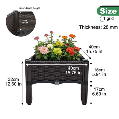 4/3/2/1-Compartment Box for Home Balcony Planting, Flowerbed Nursery, Vegetable Planting Box, Enlarged and Thickened W/ Drainage