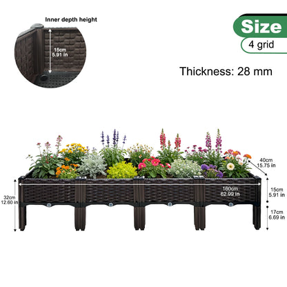 4/3/2/1-Compartment Box for Home Balcony Planting, Flowerbed Nursery, Vegetable Planting Box, Enlarged and Thickened W/ Drainage