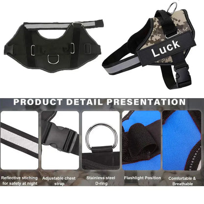 Dog Harness Vest ID Patch Customized Reflective Breathable Adjustable For NO PULL Outdoor