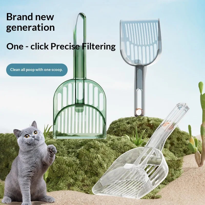 Adjustable Sieve Cat Litter Sifter Scoop, Transparent Hard PC Material, Compatible With Various Cat Litter for Household Users