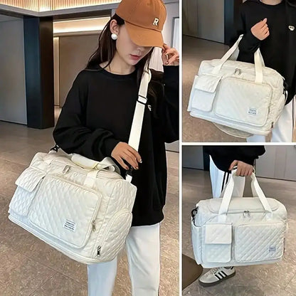 Large Capacity Waterproof Expandable Travel Duffel Bag with Shoe Compartment Multi Pocket Gym Yoga Weekender Carry On