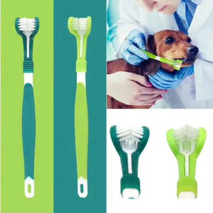 3-Sided Pet Toothbrush Dog Removing Bad Breath Tartar Cleaning Mouth Pet Cat Dental Care