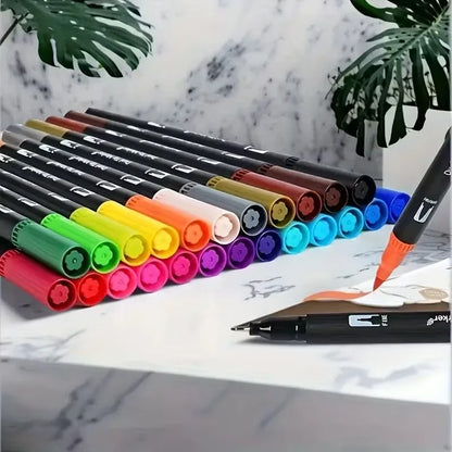 Vibrant Double-Ended Watercolor Markers – Art Set for Drawing & Crafts, Durable Plastic Bodies