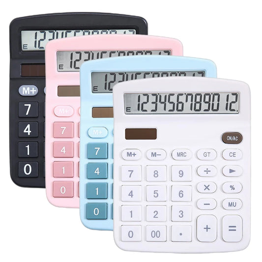Solar Calculator with Dual Power Supply, 12 Digits, Electronic Calculator, Home, Office, School, Financial, accounting Tools