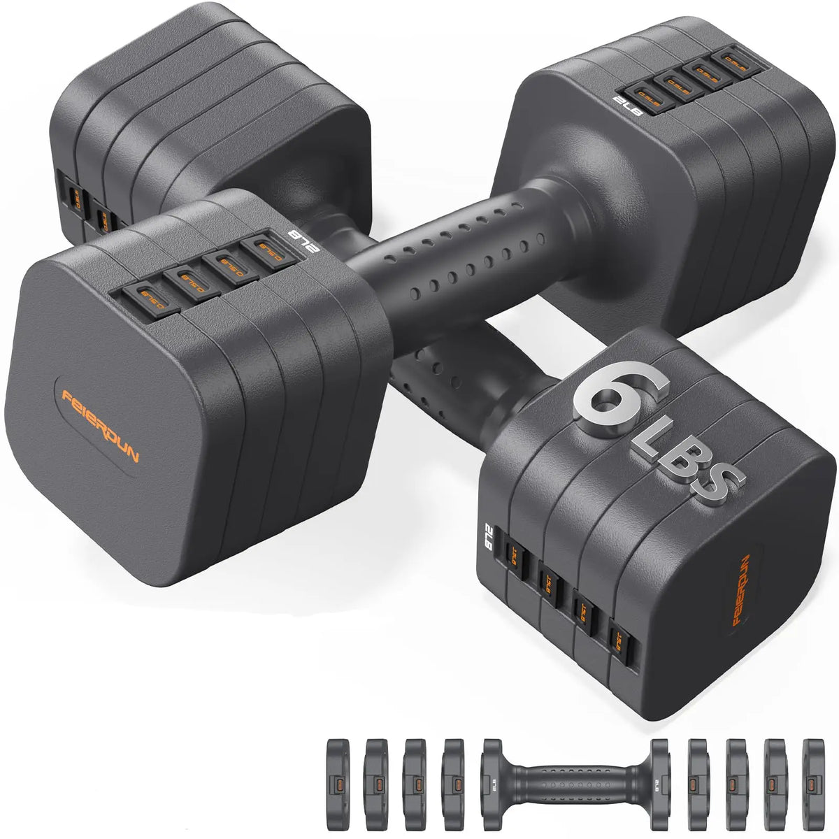 5-in-1 Adjustable Dumbbell Set of 2, 12LBS/20LBS Hand Weights for Women, Men, 1s-Adjust Dual-Stable Set for Home