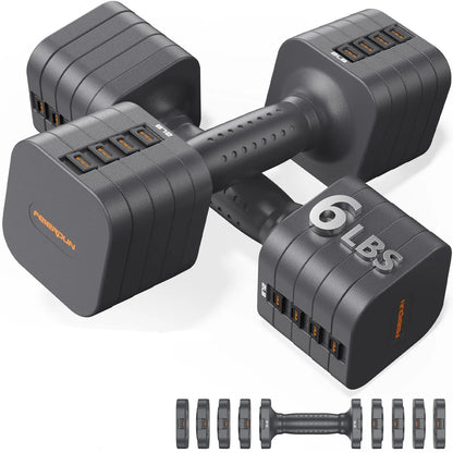 5-in-1 Adjustable Dumbbell Set of 2, 12LBS/20LBS Hand Weights for Women, Men, 1s-Adjust Dual-Stable Set for Home