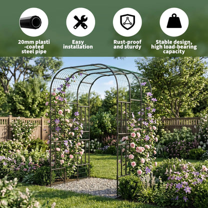 Extra Tall 7.3FT Garden Arch Trellis, PE-Coated Steel Plant Arbor For Cucumbers, Beans, Roses, Outdoor Patio Decor Arbor