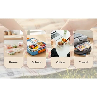 Reusable Snack Containers with Lids Pack, 2 Compartment Leakproof Box Container, Portion Control