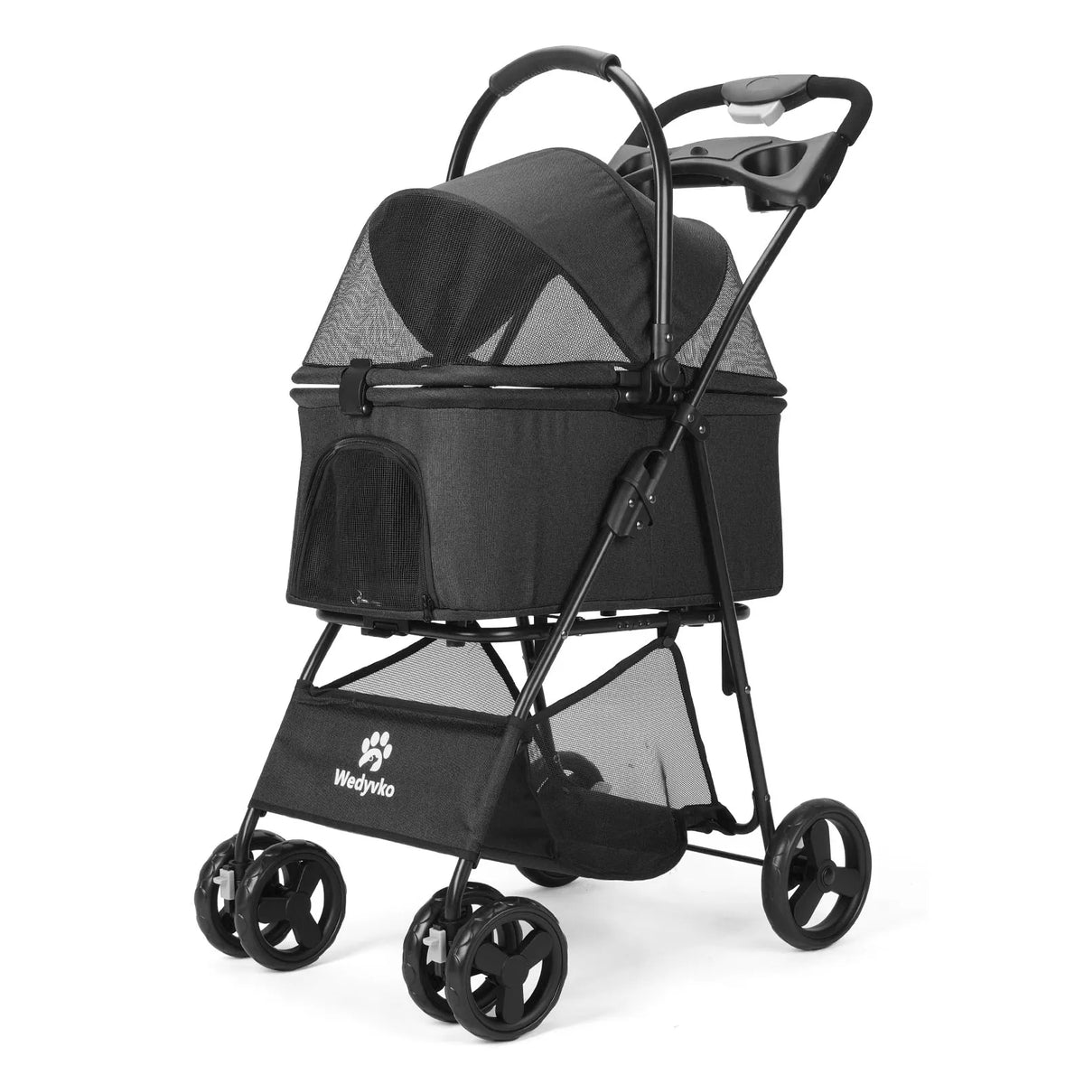 3 in 1 Folding Pet Stroller with Removable Carrier for Small/Medium Dogs and Cats, Waterproof, All-Terrain, with Sun Shade