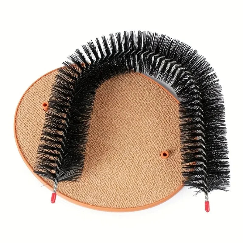 Cat Toy Arch Self Groom Pamper Feline with A Massage Rubbing Brush and Scratching Pad Interactive Toys