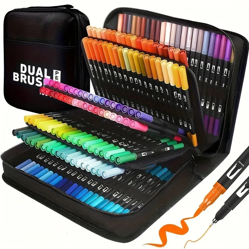 Vibrant Double-Ended Watercolor Markers – Art Set for Drawing & Crafts, Durable Plastic Bodies