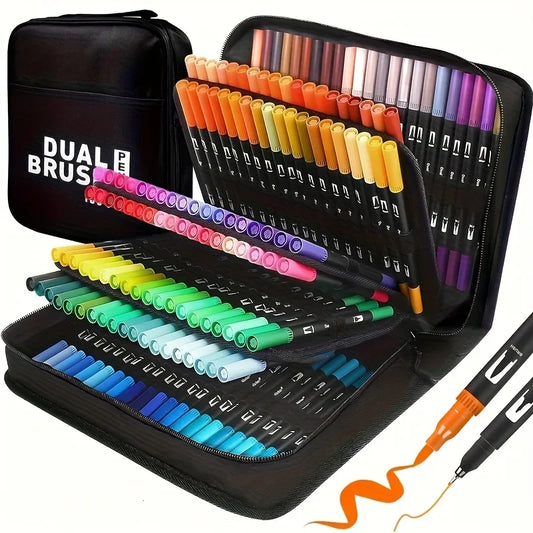Vibrant Double-Ended Watercolor Markers – Art Set for Drawing & Crafts, Durable Plastic Bodies