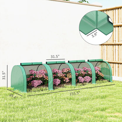 13' x 3' x 2.5' Tunnel Greenhouse Green Grow House w/ Roll Up Doors, Green