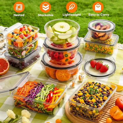 50 PCS Food Storage with Lids (25 Containers & 25 Lids) - Reusable Plastic for Kitchen Storage and Organization BPA-Free Leakproof with Labels & Pen