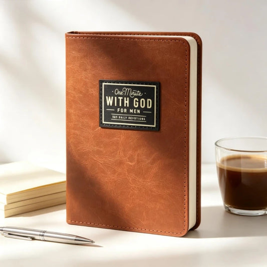 One Minute with God for Men: 365 Devotions - Brown Faux Leather FlexCove Bound Book - Inspirational Daily Readings for  Men