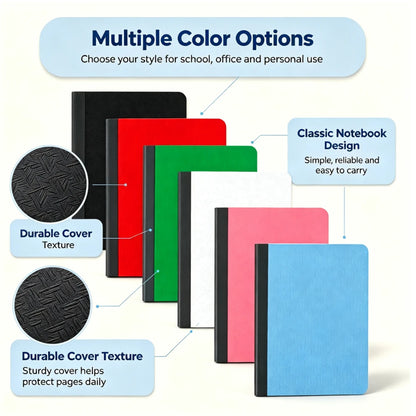 80 Pages College Ruled Composition Notebook, 9.75" x 7.5", Soft Cover Acid-Free Lined Journal, Sewn Binding Premium Stationery for Office, School & Daily Journaling