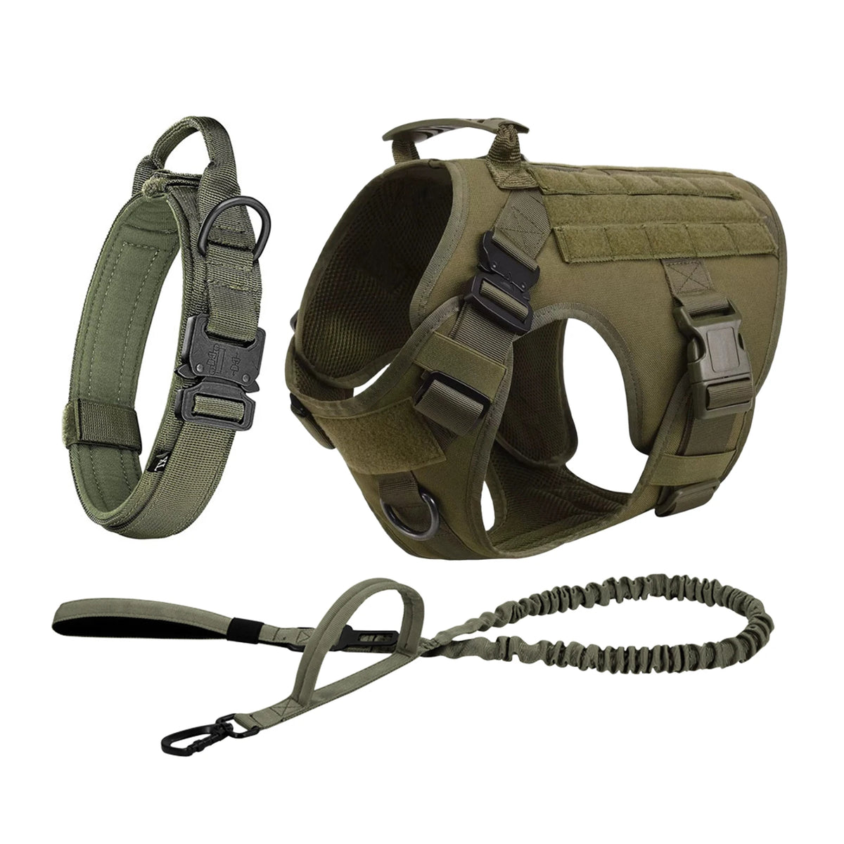 Tactical Dog Harness Collar Leash For Medium Large Dogs Pet Training Walking