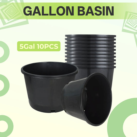 Plastic Flower Pot with Drainage Holes Can Be Used for Planting, Cuttings, Seedlings, Succulent Cultivation, Seed Germination, Indoor and Outdoor Reusable 5-Gallon 10PCS Black Round Short