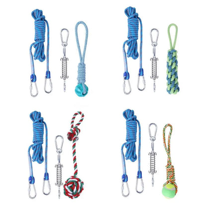 Bite Resistant Dog Spring Toys 5M Cotton Rope Teething Hanging Exercise