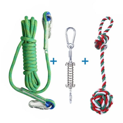 Bite Resistant Dog Spring Toys 5M Cotton Rope Teething Hanging Exercise