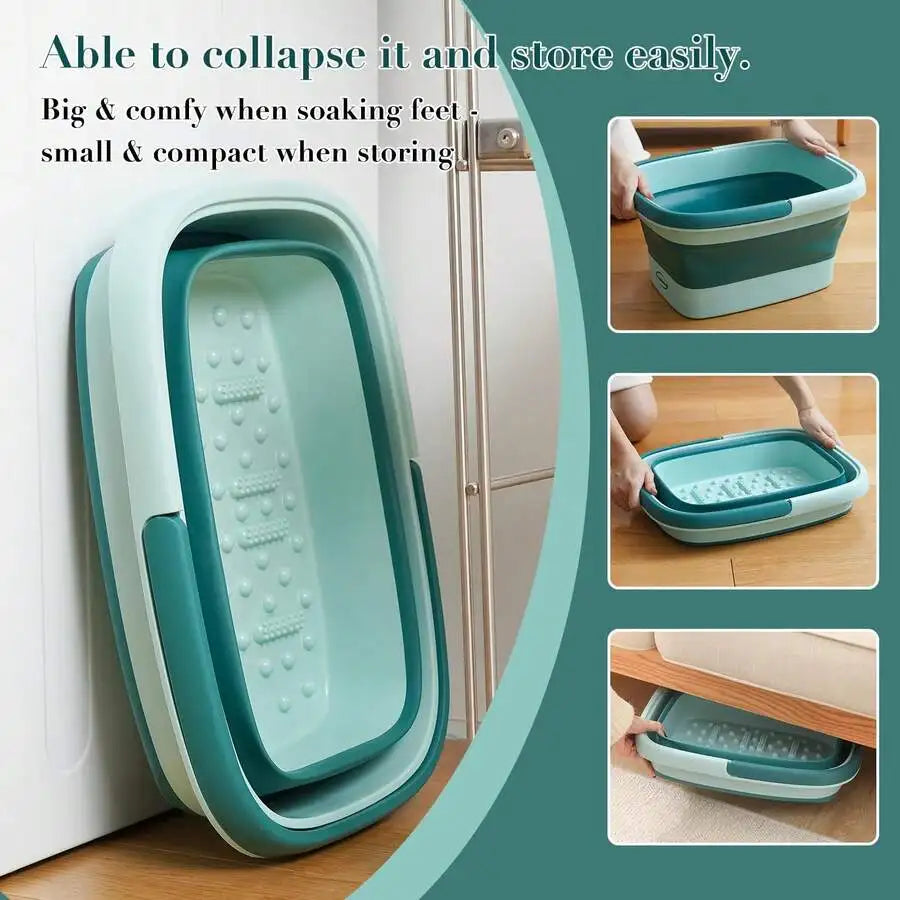 Collapsible Foot Bath Soak Tub With Handle: 15L/4 Gallons- Portable Foot Bath Basin