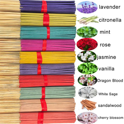 7 Sets of 140 Incense Sticks, Available in Four Seasonal Sets: Rose, Lavender, Sandalwood, Jasmine, Mint, Cherry Blossom, Herbal, and Dragon Blood Wood, with 20 Sticks Per Pack, Suitable for Home Use, Office, Yoga, Meditation