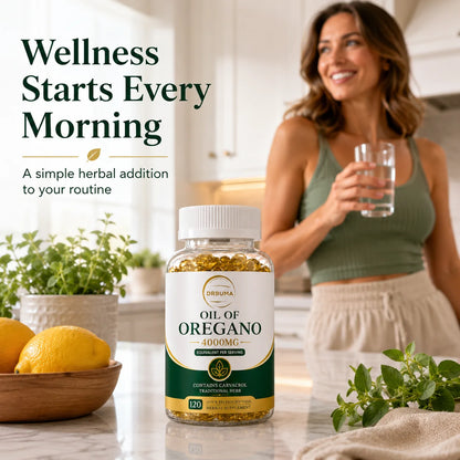 120-Count Oregano Oil Softgels, Herbal Botanical Dietary Supplement Capsules for Adults; Fast-Release Softgels, Easy to Swallow, Ideal for Daily Dietary Routine, Suitable for People Pursuing a Healthy Lifestyle