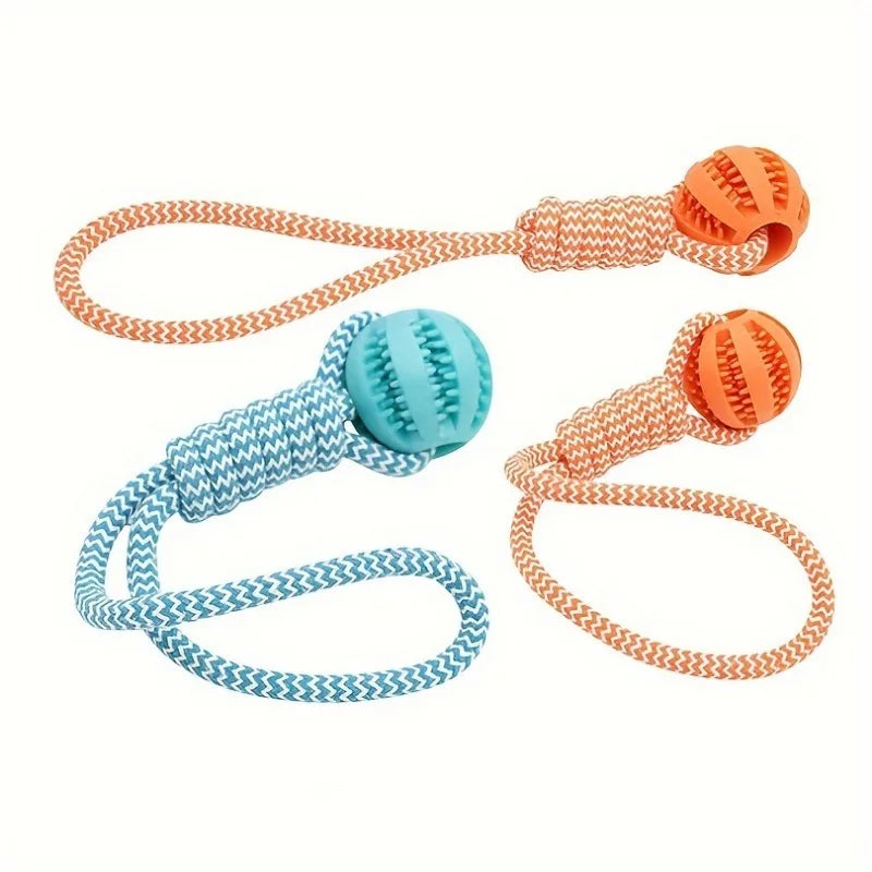 Interactive Dog Toy Tug Rope, Treat Dispenser Ball, Durable & Dental Health (Colors Vary)