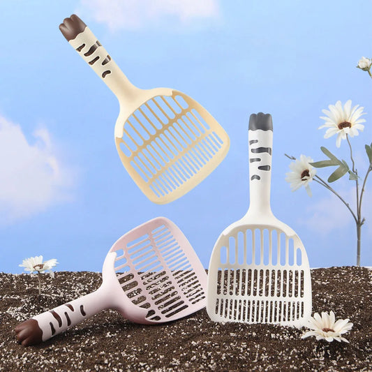 Paw Handle Cat Litter Scooper Durable Plastic Fine Hole Sifter Shovel Efficient Waste Cleaner for Indoor Cats