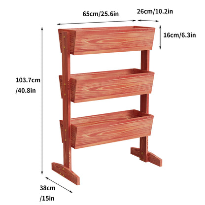 4-Tier Vertical Raised Planter Box Elevated Garden Bed Outdoor Wooden Herb Vegetable Ladder Troughs for Gardening