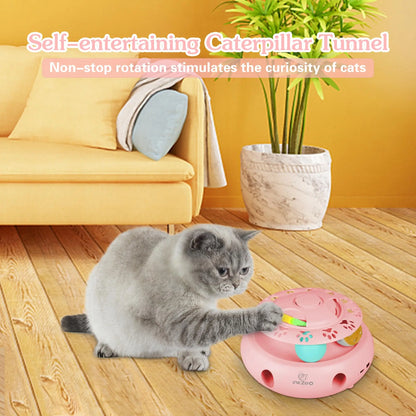 4-in-1 Interactive Cat Toys for Indoor, Automatic 6 Holes Mice Whack-A-Mole, Fluttering Butterfly, Track Balls, USB