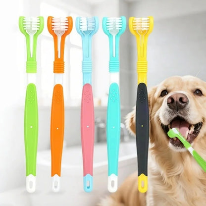 3-Sided Pet Toothbrush Dog Removing Bad Breath Tartar Cleaning Mouth Pet Cat Dental Care