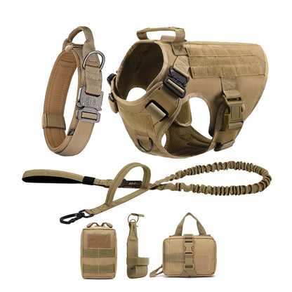 Tactical Dog Harness Collar Leash For Medium Large Dogs Pet Training Walking