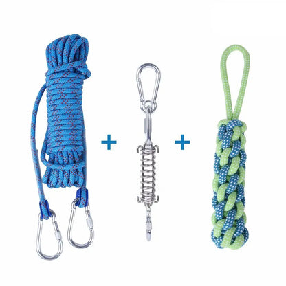 Bite Resistant Dog Spring Toys 5M Cotton Rope Teething Hanging Exercise