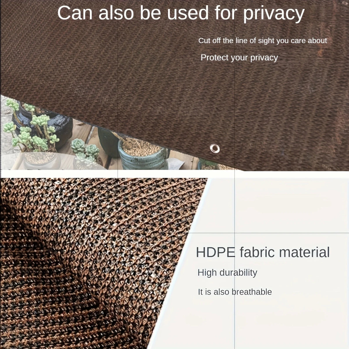Plant Sunshade Nets, Outdoor Sunshade Nets, High-Density Polyethylene Mesh with Copper Grommets, Uv-Resistant, Breathable and Light-Blocking