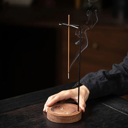 1pc Elegant Wooden Incense Burner - Creative Upside-Down Design, Perfect for Home Decor & Zen Aromatherapy