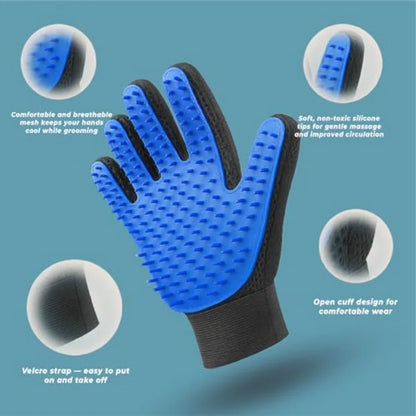 Pet Grooming Gloves Efficient Dog and Cat 2-in-1 Deshedding and Massage Mitt for Bathing, Washing